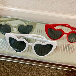 Heart-Shaped Sunglasses Bundle of 3 - Red, White, Green